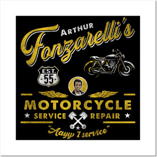 Fonzy Motorcycle Repair & Service Worn Out Posters and Art